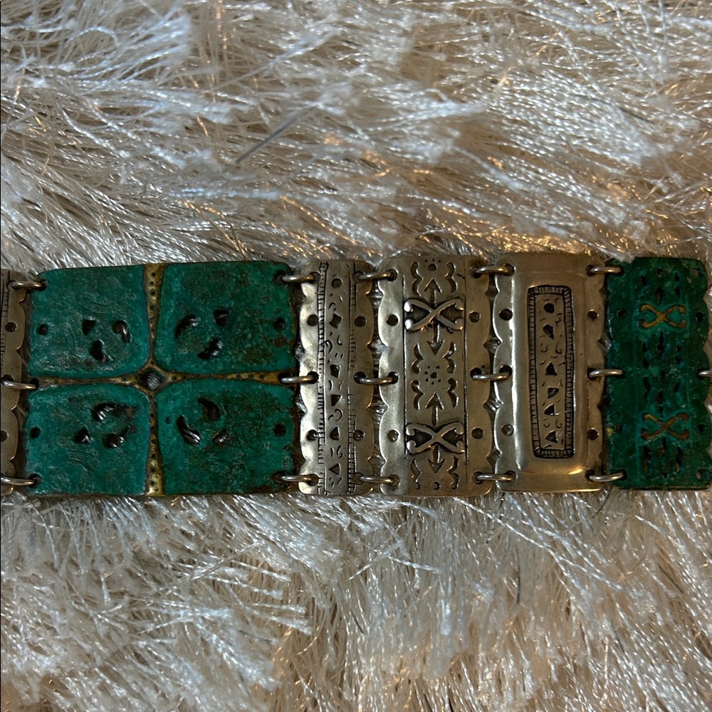 Silpada vintage Silver and Copper Green Bracelet